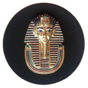 Golden Mask Of Tutankhamun 22K Sculptural Plate
